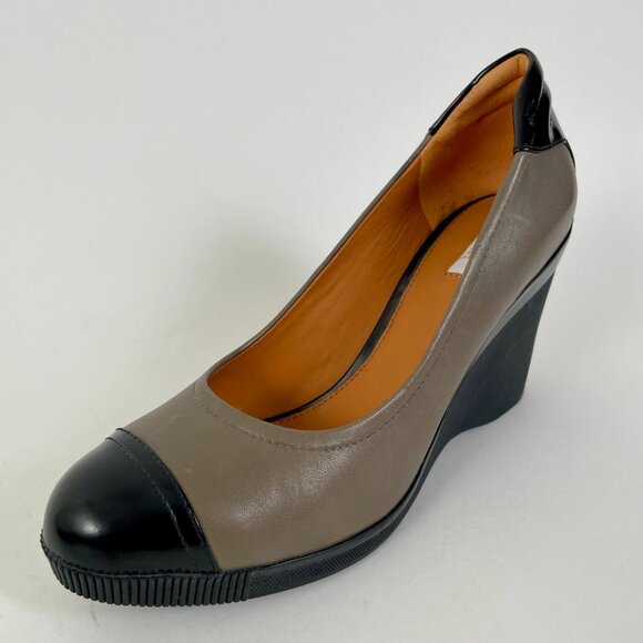 Geox Respira Spectator Pump Wedge Heels, Black/Tan Leather, Size 9.5 - Picture 6 of 10
